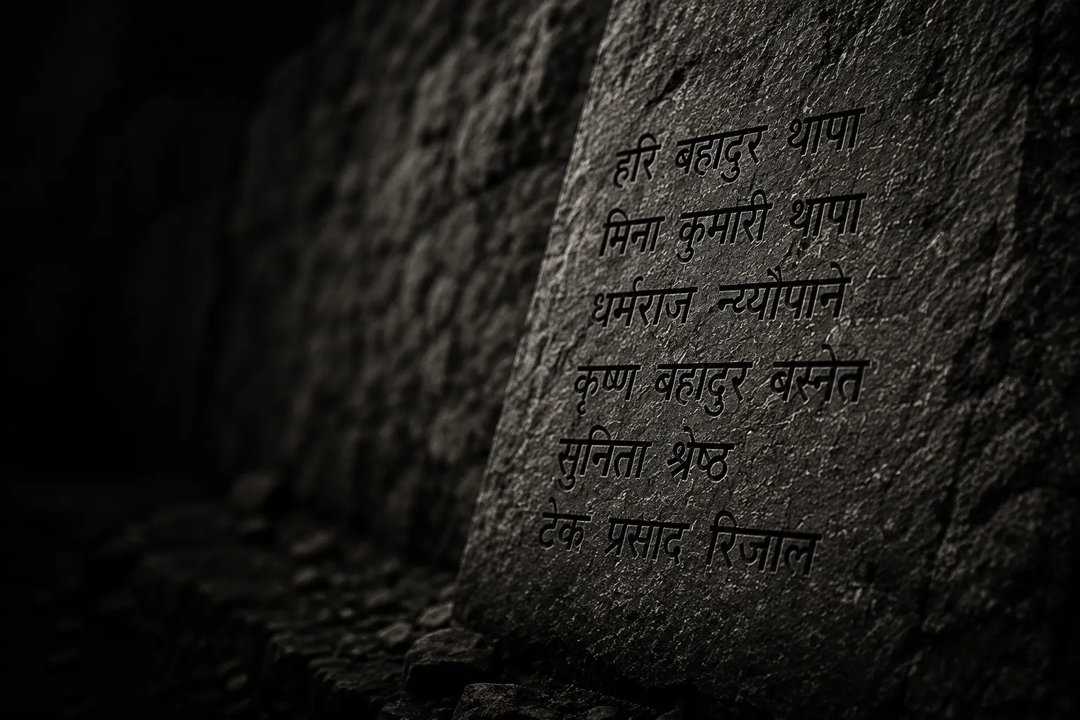 Engraved memorial stone bearing the names of the disappeared
